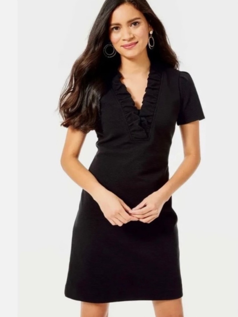Lilly Pulitzer Tisbury Short Sleeve Ruffle Neck Shift Dress – Women’s XS
